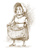 ‘Jacques’ MaMa’  Coloring Page of a Cajun lady, from an original sketch by Jim Harris for the Cajun fairy tale, Jacques and de Beanstalk.